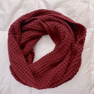 Red Knit Infinity Scarf Loop 🧶
